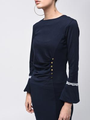 bell sleeved button detail sheath dress - 15908192 - Standard Image - 4
