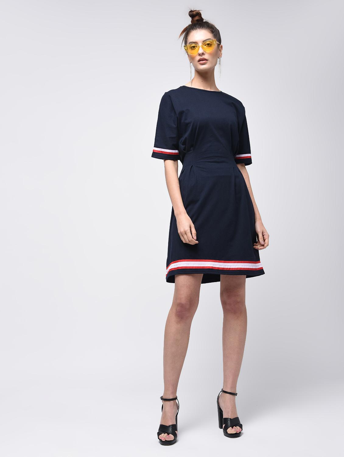 contrast tape a-line dress - 15908193 - Zoom Image - 4