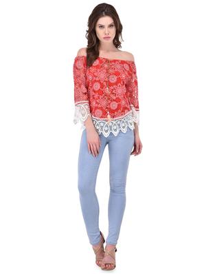 off shoulder lace detail top - 15908343 - Standard Image - 4