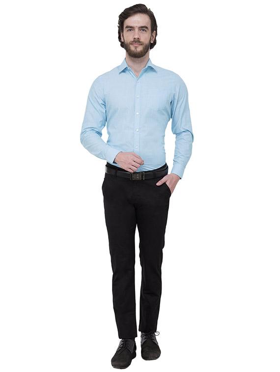 light blue solid formal shirt - 15908483 - Zoom Image - 4