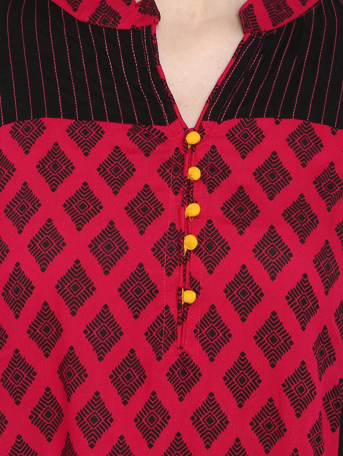 printed a-line kurta - 15910968 - Zoom Image - 4