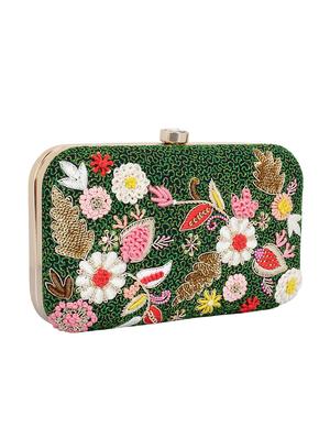green metal ethnic clutch - 15912354 - Standard Image - 4