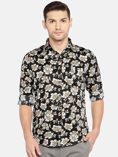 black floral printed casual shirt - 15912967 - Very Small Image - 1