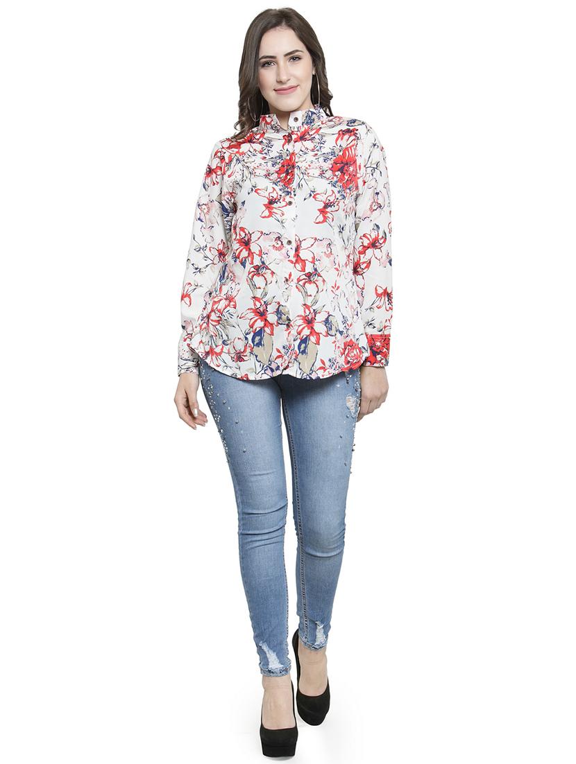 mandarin collar floral shirt - 15914193 - Zoom Image - 4