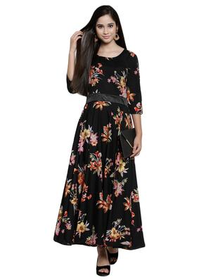 contrast flared maxi dress - 15914235 - Standard Image - 4