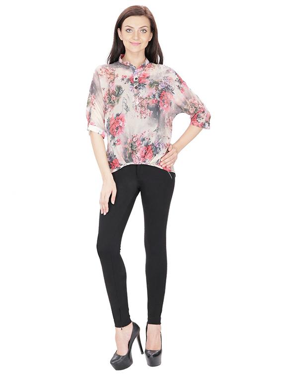 button detail floral high low top - 15916512 - Zoom Image - 4