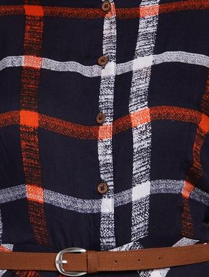 roll up sleeved checkered maxi dress - 15919029 - Standard Image - 4