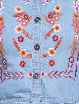tie up front embroidered dress - 15919041 - Standard Image - 4