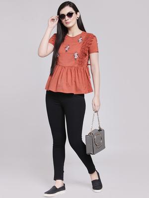 lace detail embroidered top - 15919099 - Standard Image - 4
