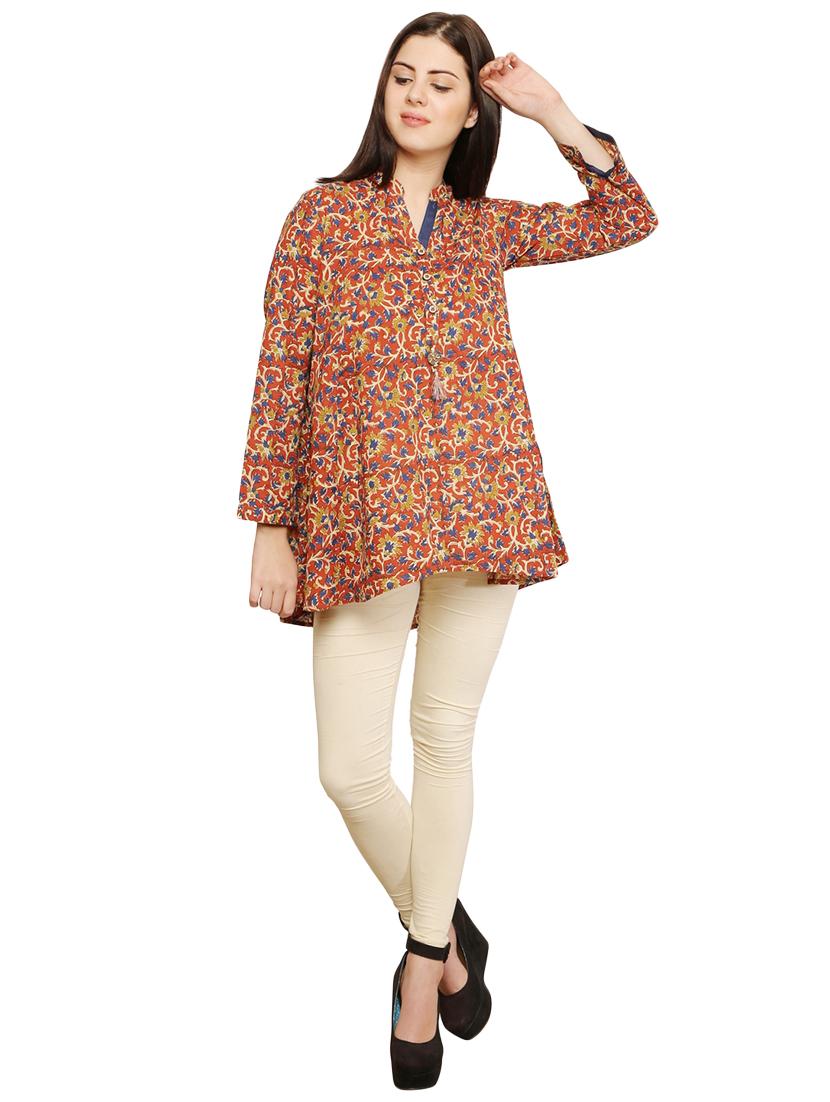 Kalamkari straight kurti - 15919403 - Zoom Image - 4