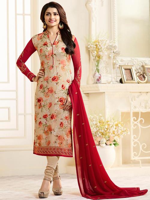 embroidered unstitched churidaar suit - 15919522 - Very Small Image - 1