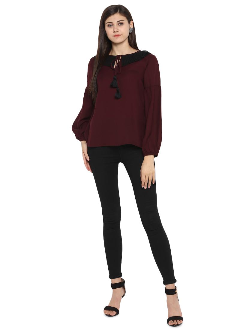tassel tie-up pleat detail top - 15919534 - Zoom Image - 4