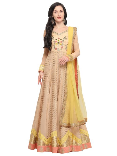 embroidered unstitched anarkali suit - 15920523 - Standard Image - 1