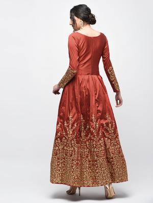 embroidered semi-stitched anarkali suit - 15920622 - Standard Image - 4