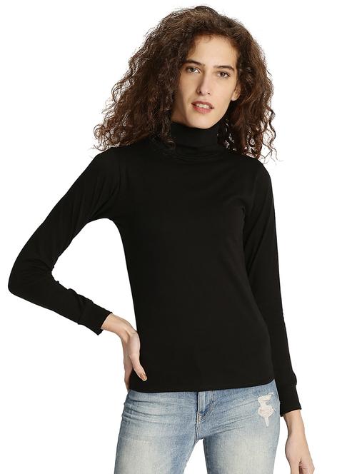black solid turtle neck tee - 15921963 - Standard Image - 1