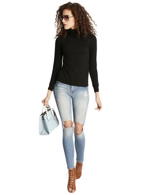 black solid turtle neck tee - 15921963 - Standard Image - 4