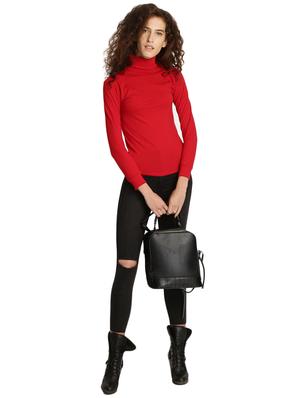 hot red solid turtle neck tee - 15921968 - Standard Image - 4