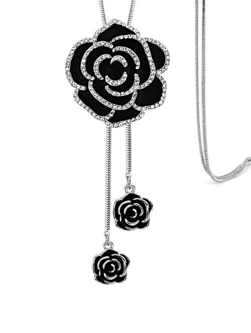 silver metal long necklace - 15921984 - Standard Image - 1