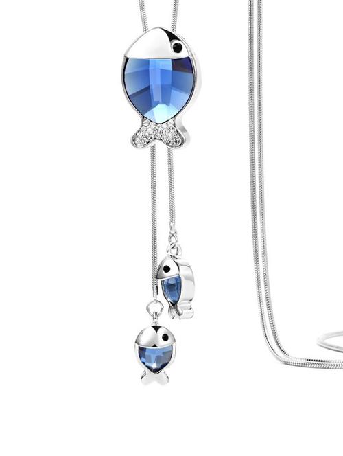 silver metal long necklace - 15921993 - Standard Image - 1
