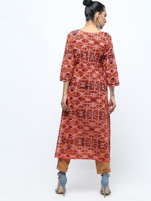 printed straight kurta with tassels - 15922552 - Standard Image - 4