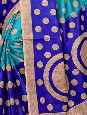 polka dot printed saree with blouse - 15923453 - Standard Image - 4