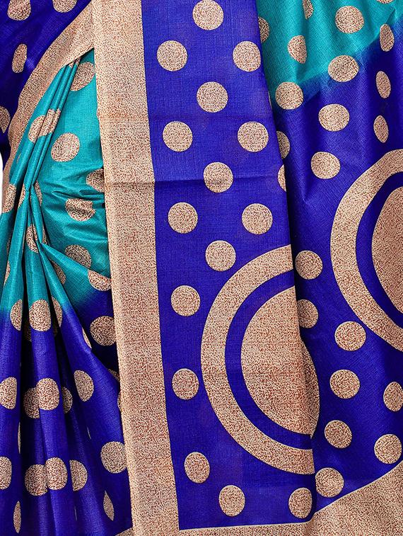 polka dot printed saree with blouse - 15923453 - Zoom Image - 4