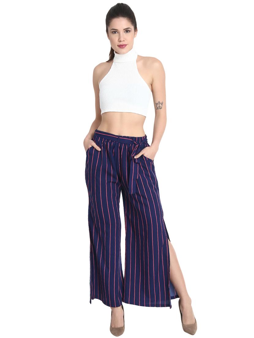side slit striped palazzo - 15923494 - Zoom Image - 4