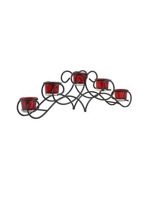 home sparkle five arm black iron candle tealight holder with glass cup stand centerpiece table décor - 15924172 - Standard Image - 4