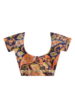 kalamkari border orange saree with blouse - 15924762 - Standard Image - 4