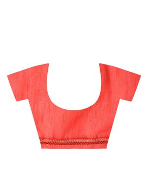 ruffle border red fusion saree with blouse - 15924764 - Standard Image - 4