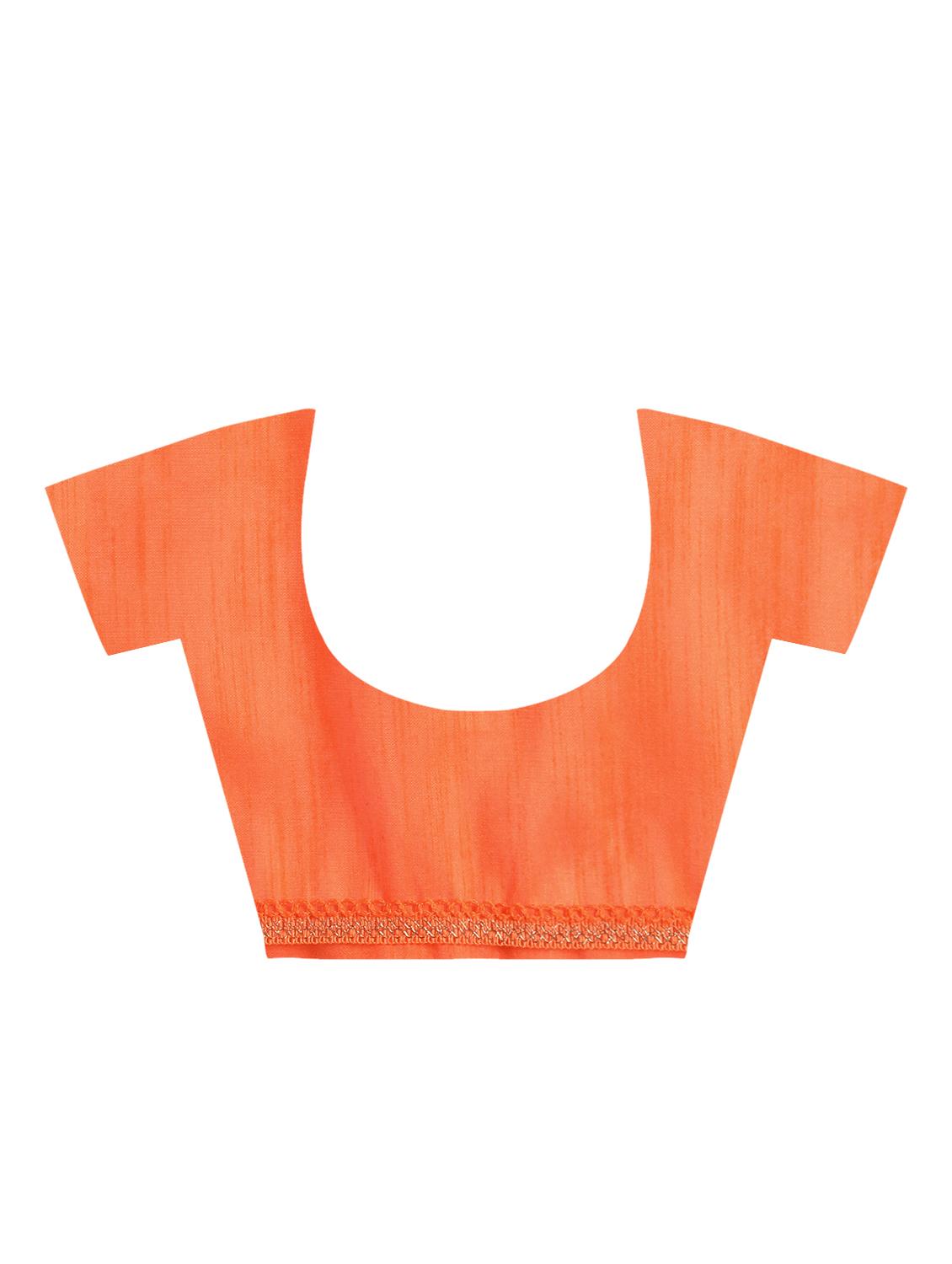 ruffle border orange fusion saree with blouse - 15924766 - Zoom Image - 4