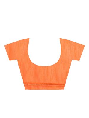 ruffle border orange fusion saree with blouse - 15924772 - Standard Image - 4