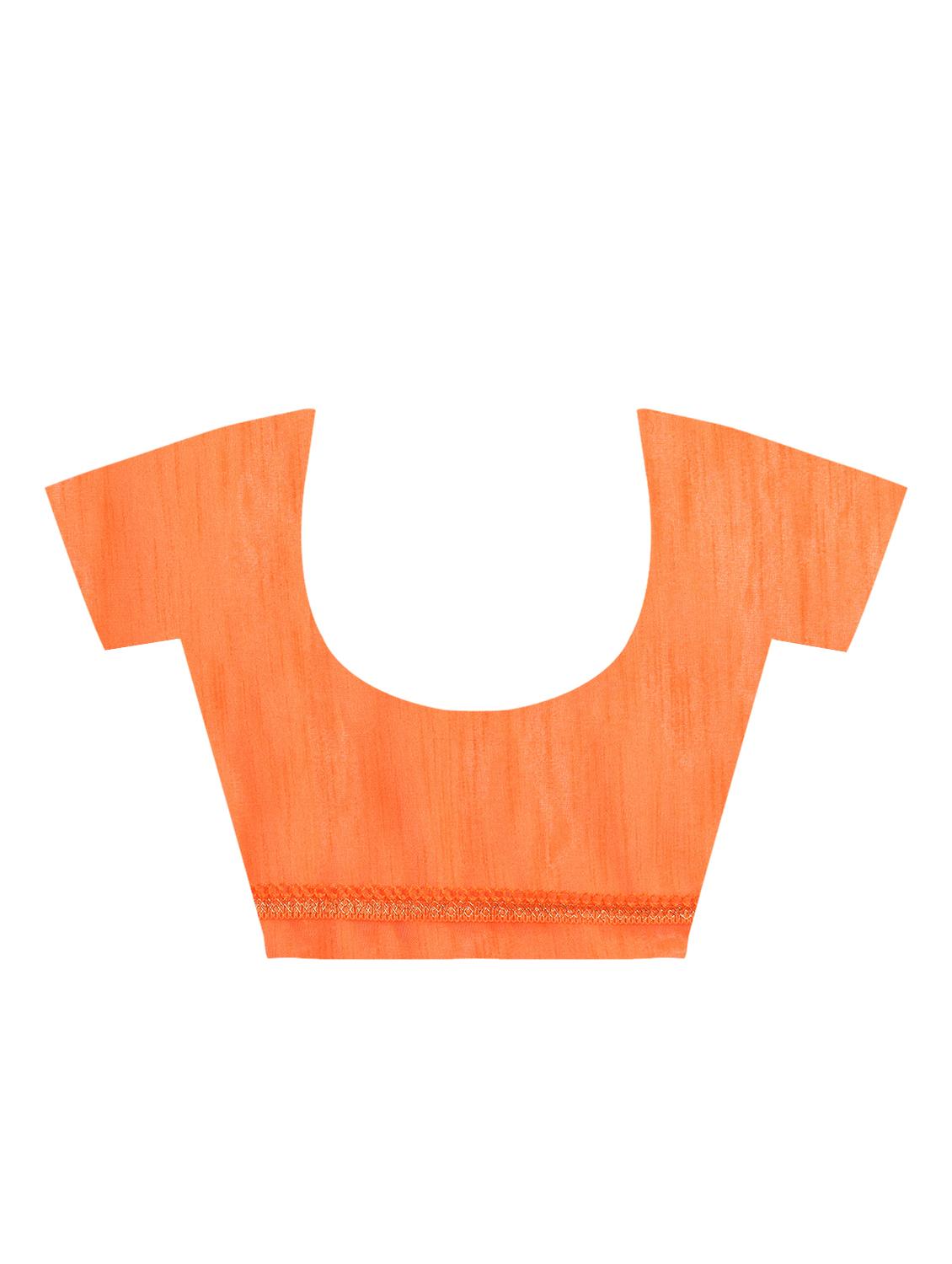 ruffle border orange fusion saree with blouse - 15924772 - Zoom Image - 4