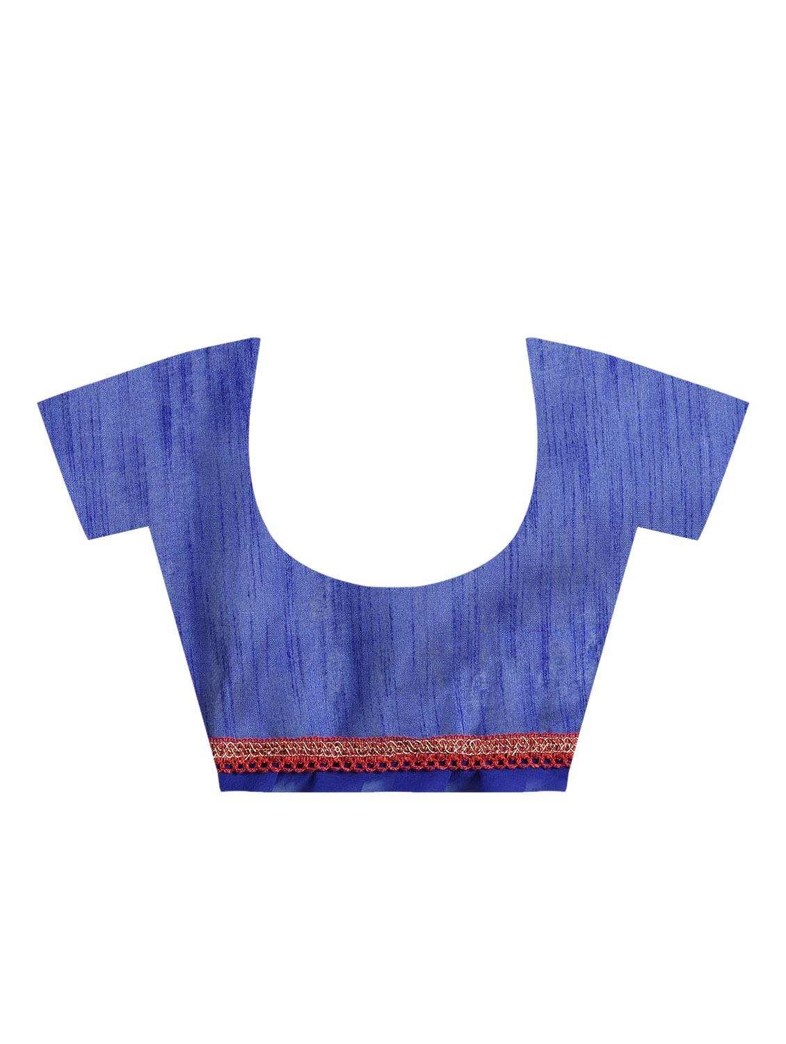 ruffle border red fusion saree with blouse - 15924780 - Zoom Image - 4