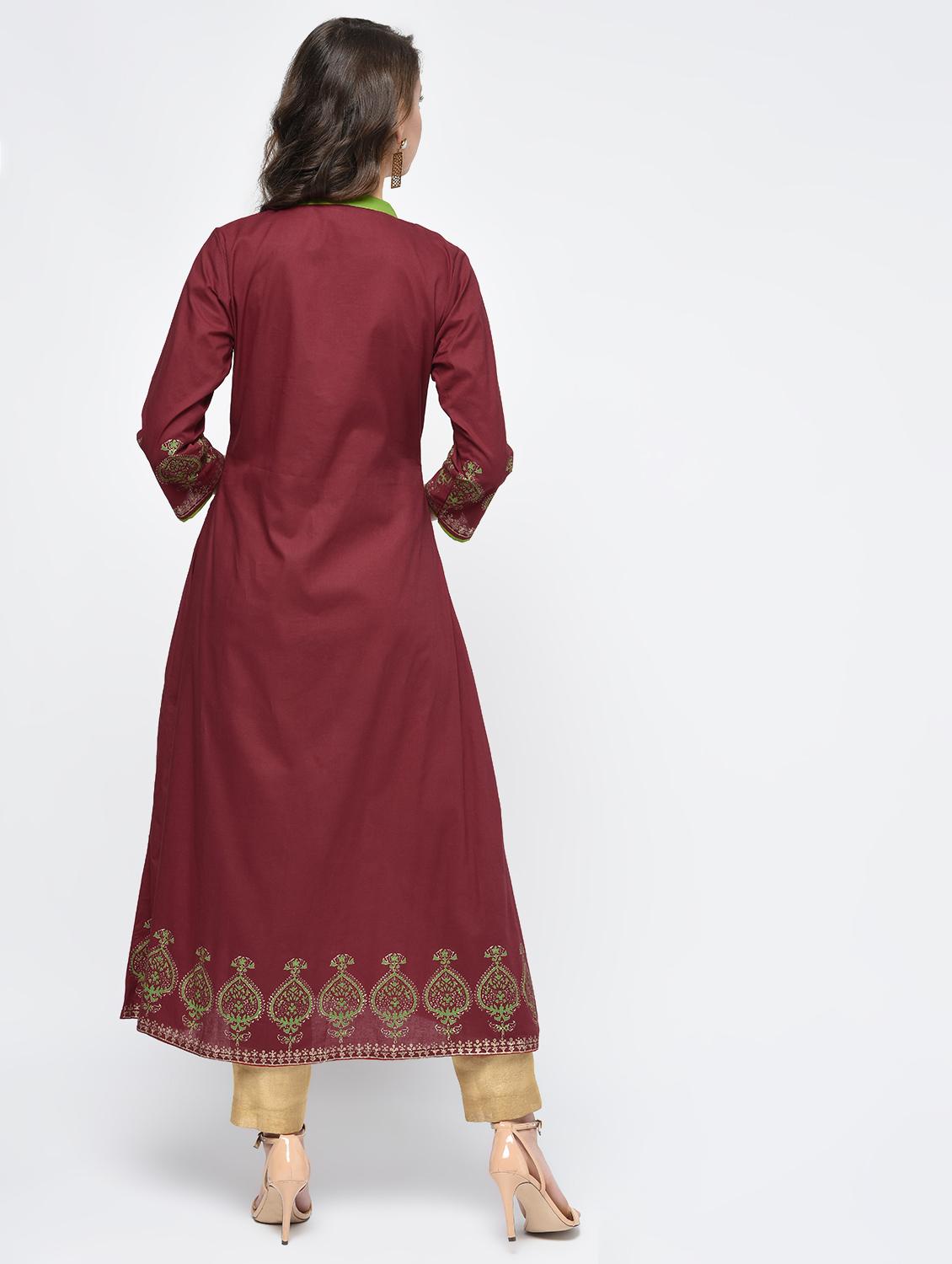 block print a-line kurta - 15925466 - Zoom Image - 4
