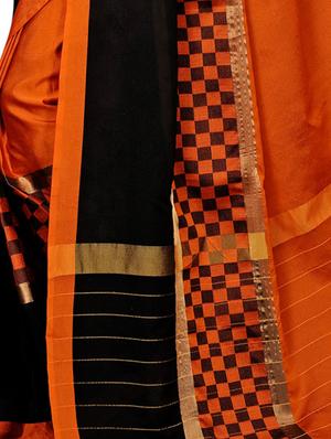 checkered zari motif woven saree with blouse - 15925940 - Standard Image - 4