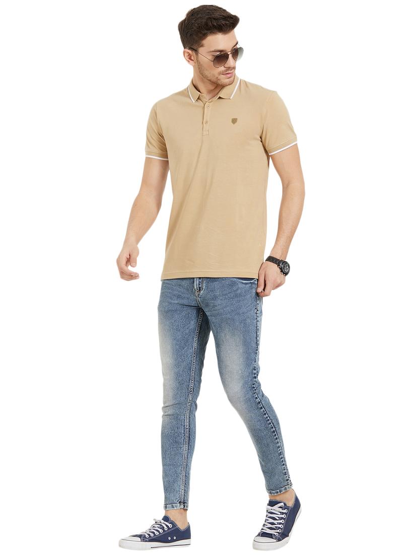 beige cotton polo t-shirt - 15926725 - Zoom Image - 4
