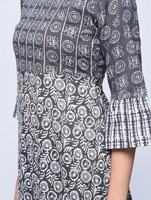 printed tiered kurta with palazzo set - 15926973 - Standard Image - 4
