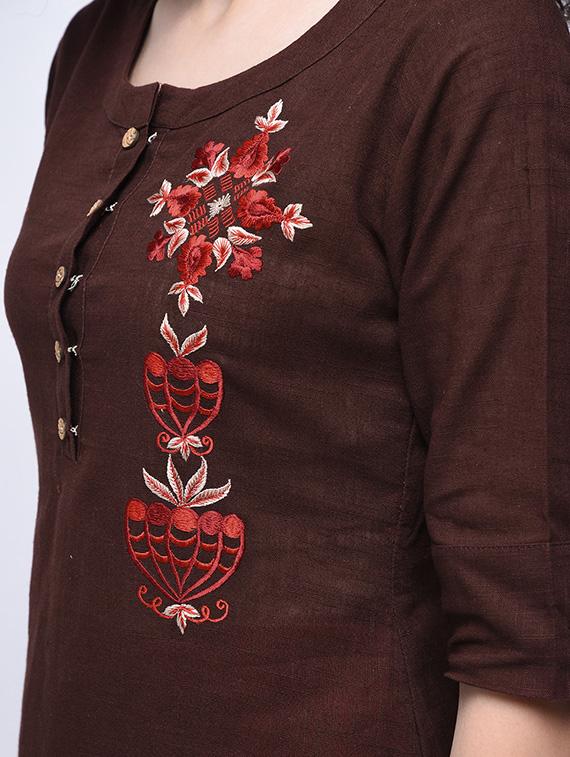 embroidered kurta with palazzo set - 15927027 - Zoom Image - 4