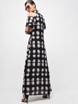 cold shoulder shirt collar maxi dress - 15928065 - Standard Image - 4