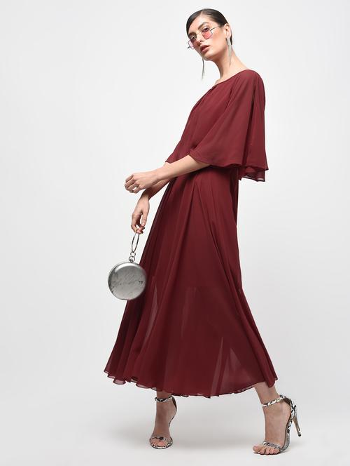 cape sleeved blouson maxi dress - 15928077 - Standard Image - 1