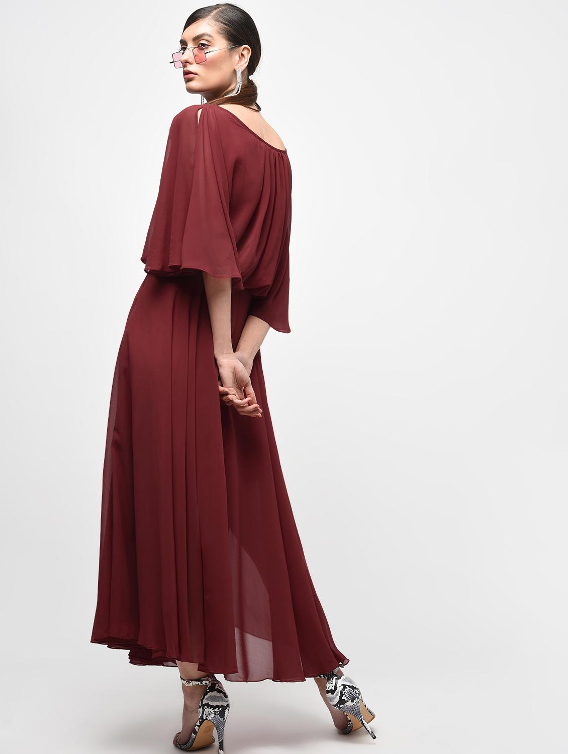 cape sleeved blouson maxi dress - 15928077 - Zoom Image - 4