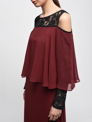 cold shoulder floral lace panel dress - 15928078 - Standard Image - 4