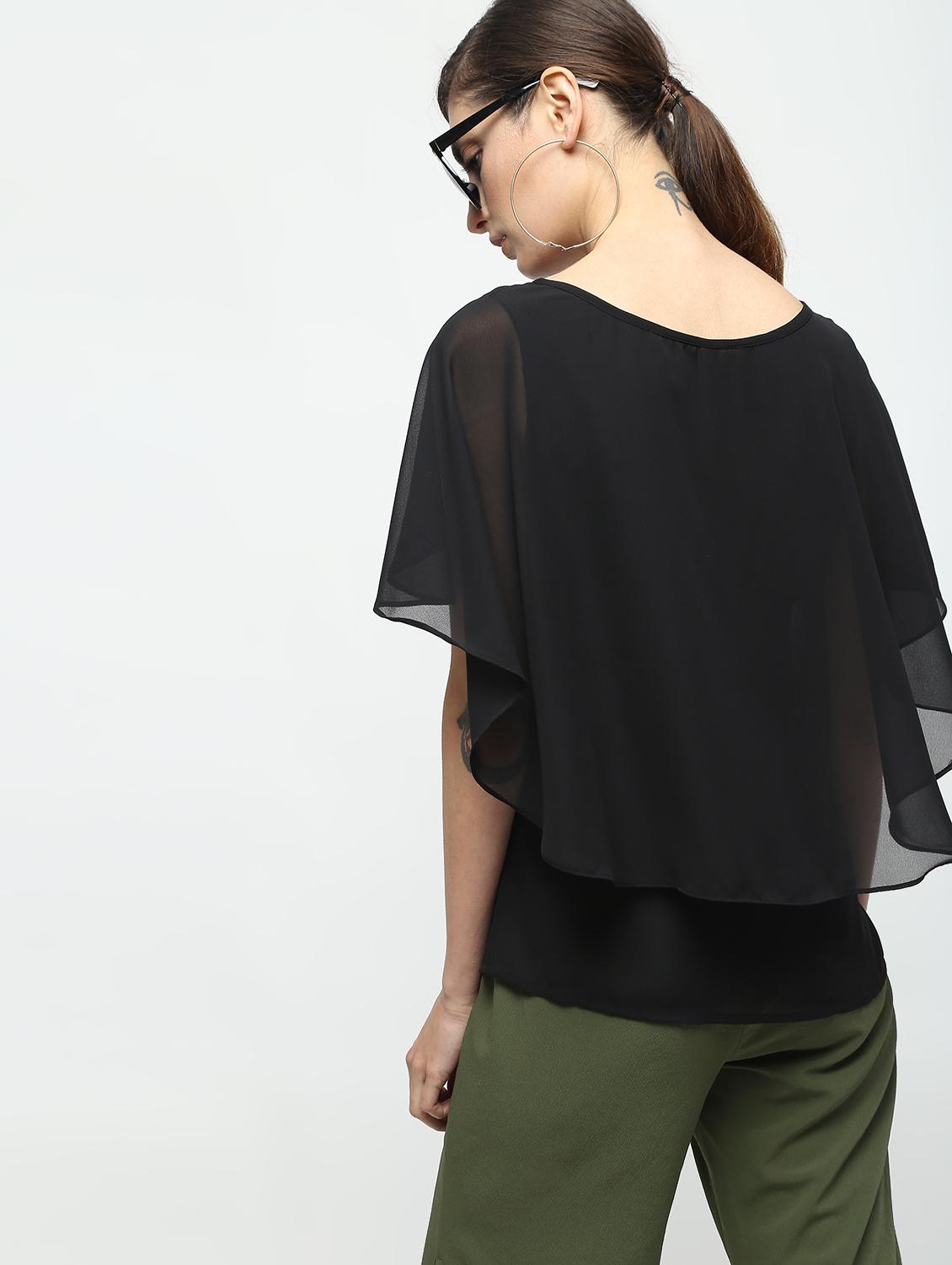 cape detail keyhole neck top - 15928118 - Zoom Image - 4