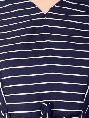 knot detail striped a-line maxi dress - 15930808 - Standard Image - 4