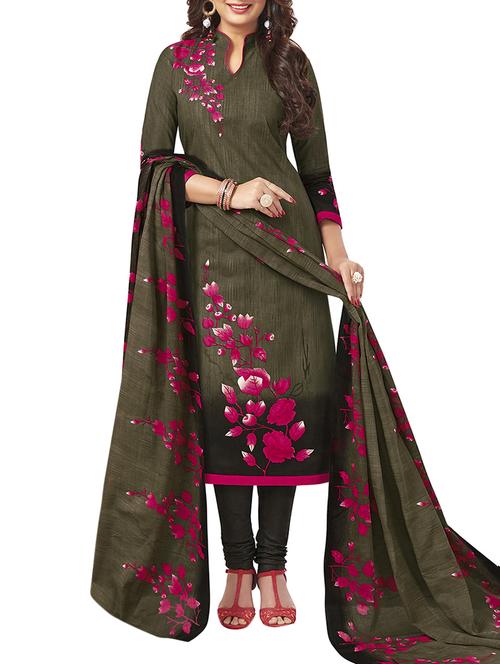 Printed unstitched churidaar suit - 15934027 - Standard Image - 1