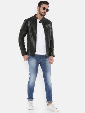 black leather biker jacket - 15934372 - Standard Image - 4