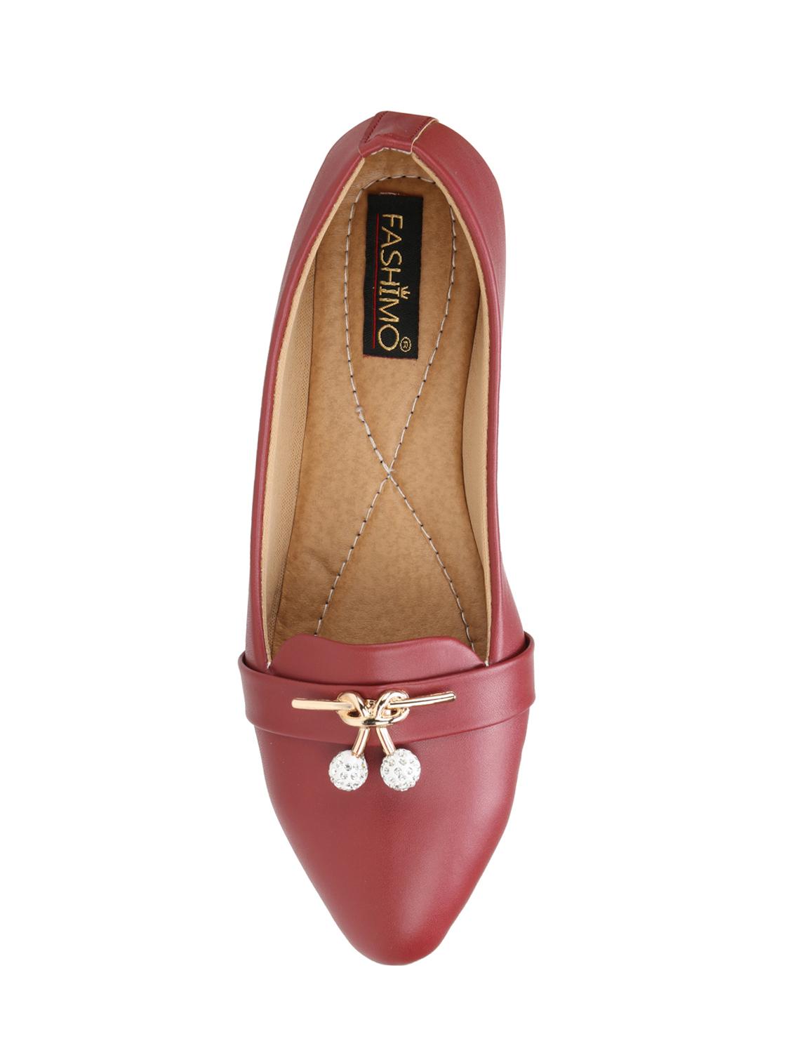 maroon slip on ballerinas - 15936273 - Zoom Image - 4