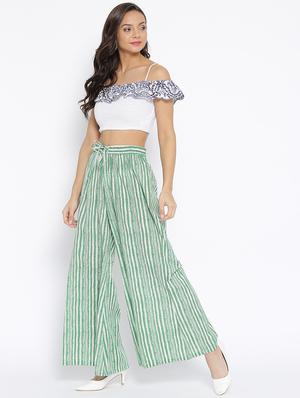 drawstring waist flared palazzo - 15937315 - Standard Image - 4