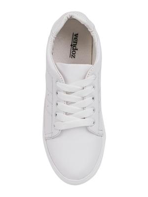 white faux leather laceup sneakers - 15938146 - Standard Image - 4